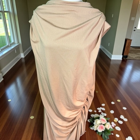 NWT Anthropologie ‘The Maya Ruched Cowl-Neck Dress’ in “Cedar” Tan Plus Size 3X - Picture 7 of 16